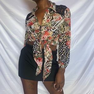 Multicolored Floral high-low chiffon top
